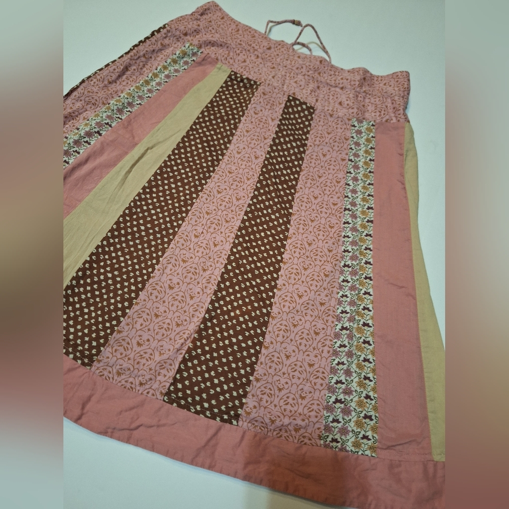 Y2K American Eagle Patchwork Boho Cotton Skirt Si… - image 3